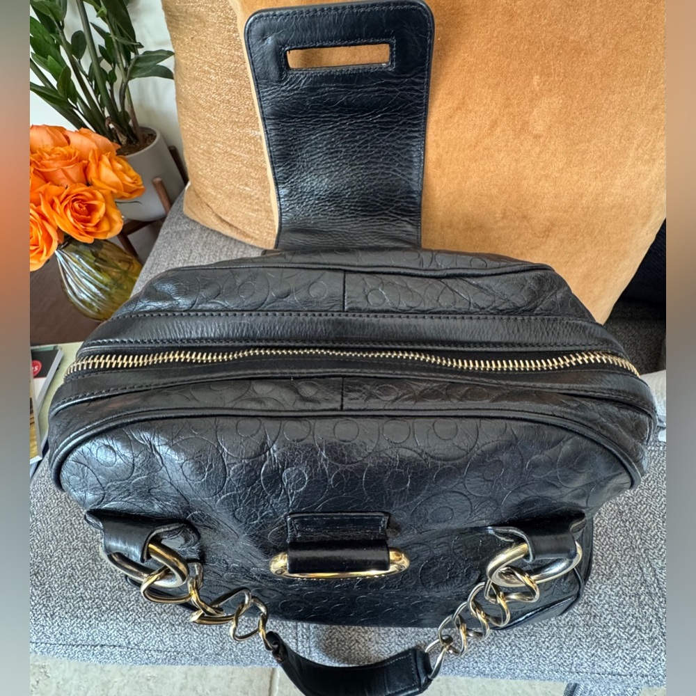 Marc Jacobs Rare Vintage Black Leather Satchel with Gold Chain Handles - Picture 9 of 16